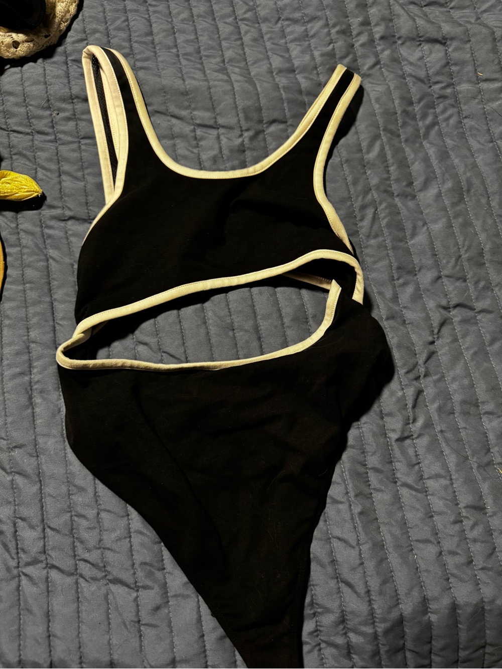 Free People Black and cream body suit with cut outs